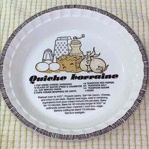 Vintage Quiche Lorraine Recipe Pie Plate - Royal China by Jeanette